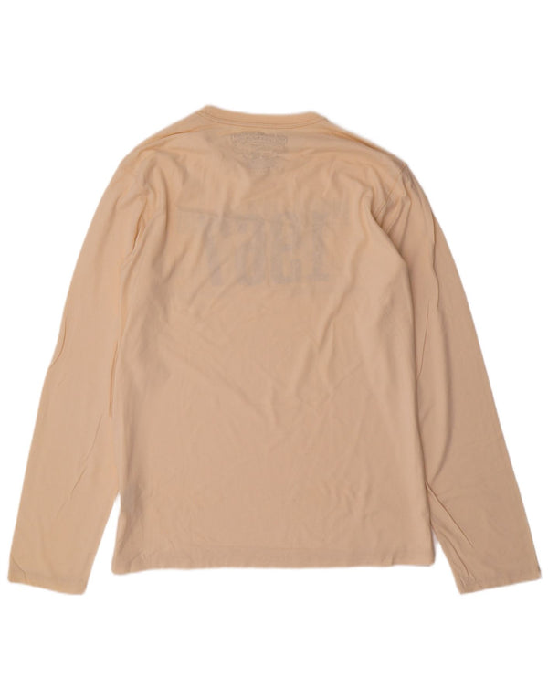 Męski top graficzny Ralph Lauren z długim rękawem, duży, beżowy, bawełniany