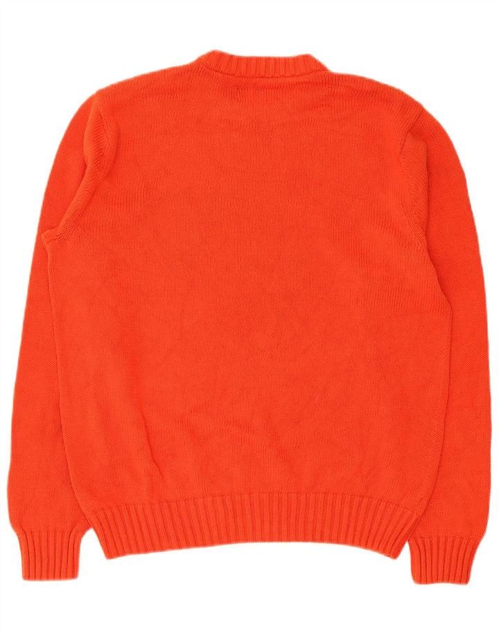 Męski sweter z wycięciem pod szyją Chaps, duży, pomarańczowy, bawełniany