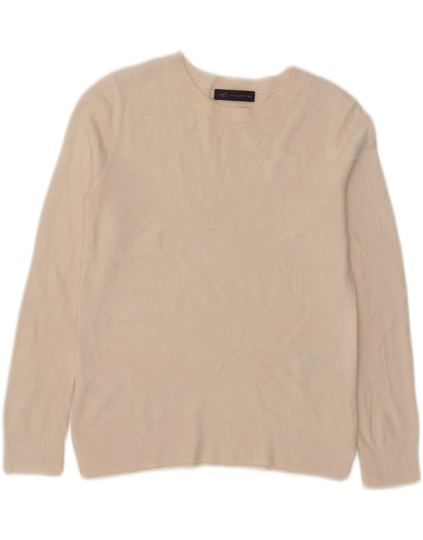 Marks & Spencer Damski sweter z wycięciem pod szyją, UK 10, mały, beżowy, akrylowy