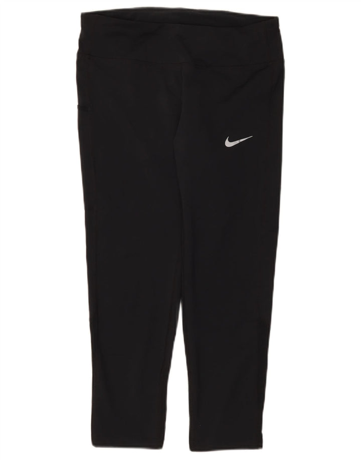 Damskie legginsy Nike Dri Fit Capri UK 8, małe, czarne, poliestrowe