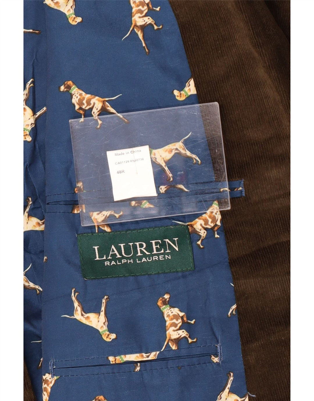 RALPH LAUREN Męska marynarka o regularnym kroju, zapinana na 2 guziki, UK 48 4XL Khaki