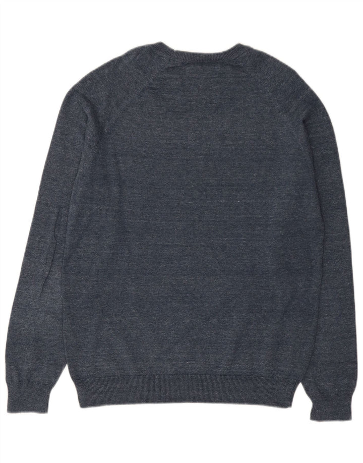 Męski sweter Superdry z okrągłym dekoltem, duży, niebieski, bawełniany w cętki