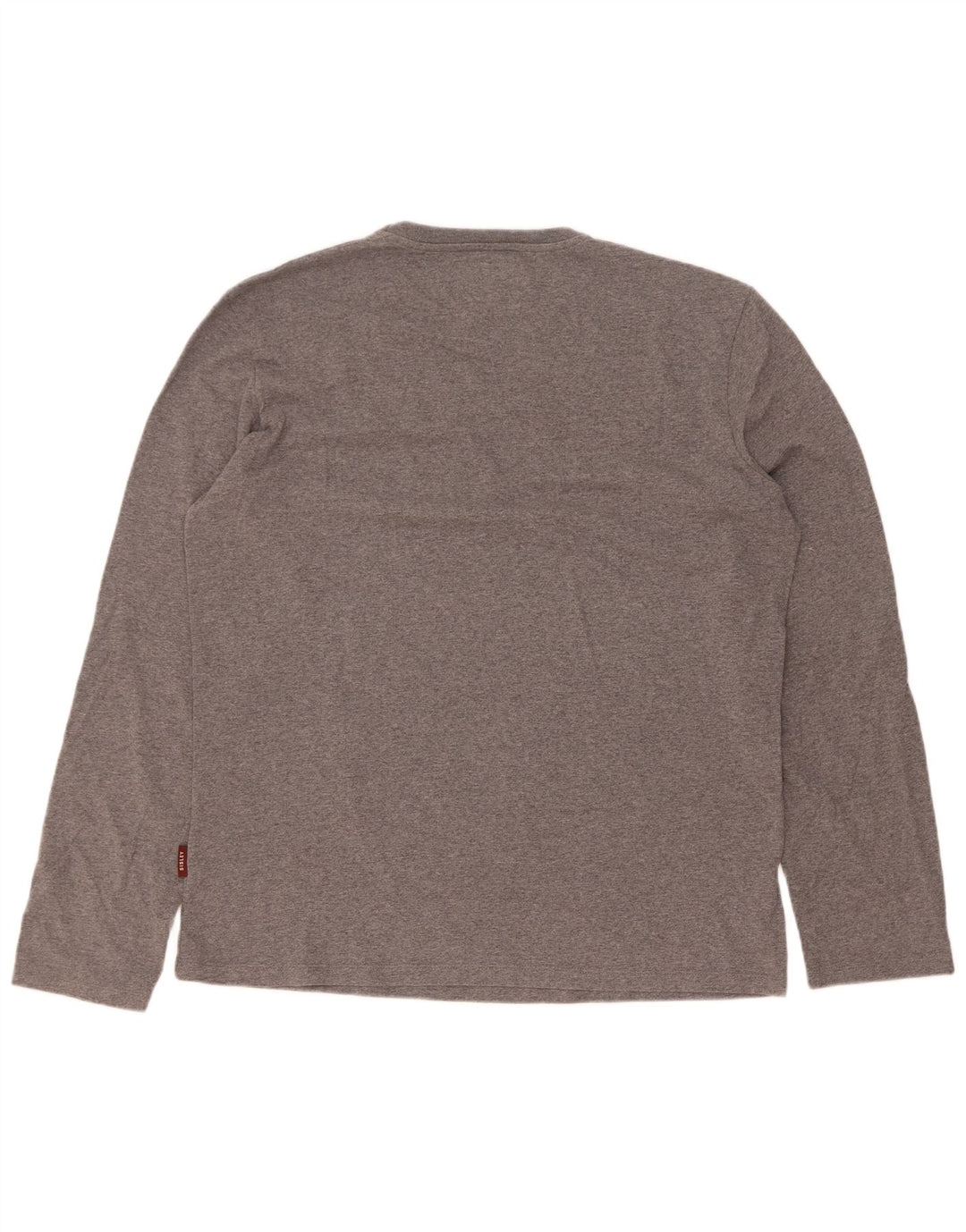 Męski graficzny top Sisley z długim rękawem XL, szary, bawełniany