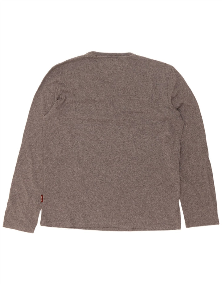 Męski graficzny top Sisley z długim rękawem XL, szary, bawełniany