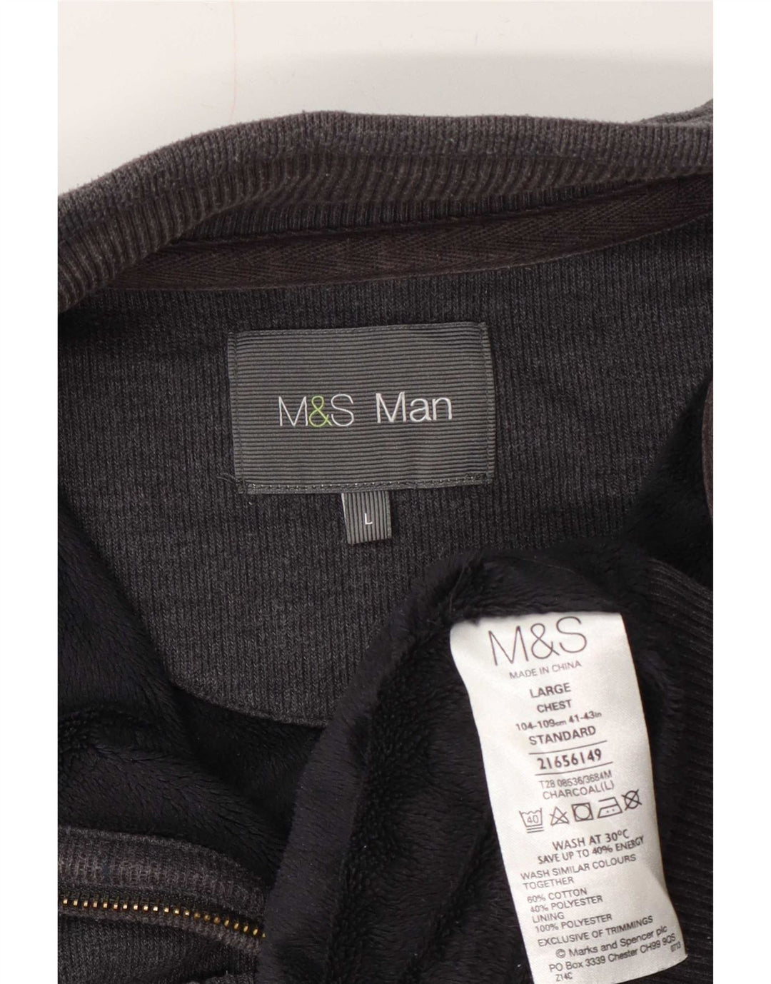 Marks & Spencer Męska kurtka dresowa, duża, szara, bawełniana