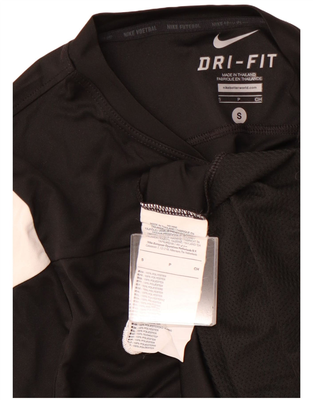 Męska koszulka NIKE Top, mała, czarna, z blokami kolorów, poliestrowa, sportowa