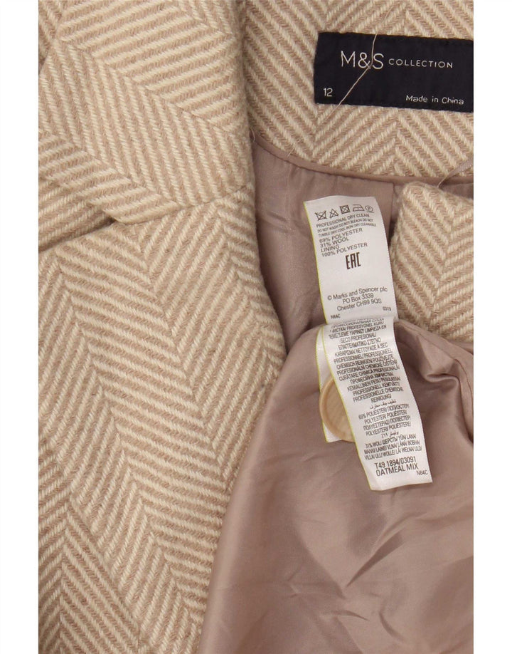 Marks & Spencer Płaszcz damski UK 12, średni beż, poliester w jodełkę