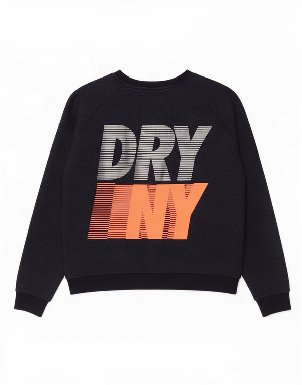 Damski sweter z grafiką Superdry UK 16, duży, granatowy, bawełniany