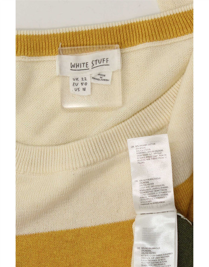 Damski sweter z okrągłym dekoltem White Stuff UK 22 3XL w wielokolorowe paski