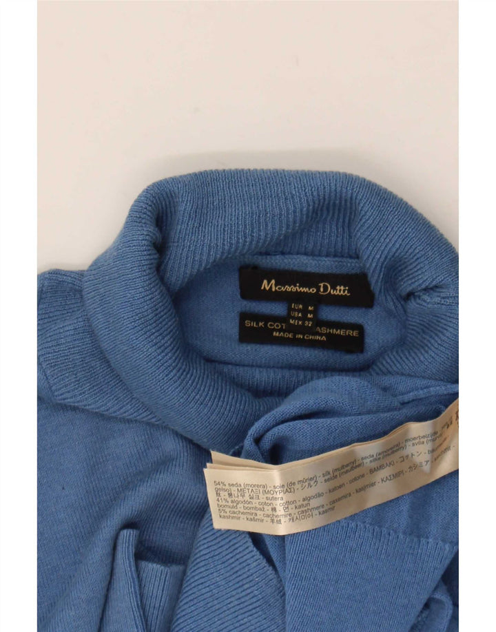 Sweter damski Massimo Dutti z wywijanym dekoltem UK 14, średni niebieski jedwab