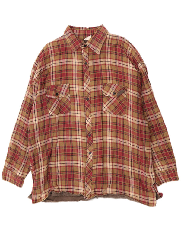 Vintage Męska koszula flanelowa drwal Rozmiar 46/48 2XL Burgundowa bawełniana krata