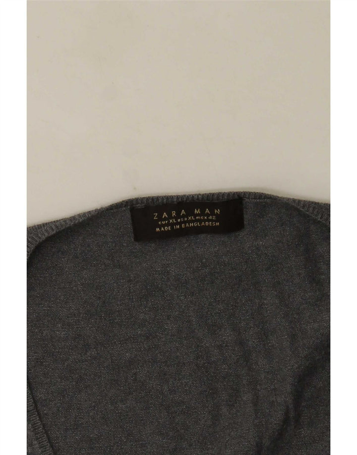 Męski sweter Zara z dekoltem w kształcie litery V, XL, szary