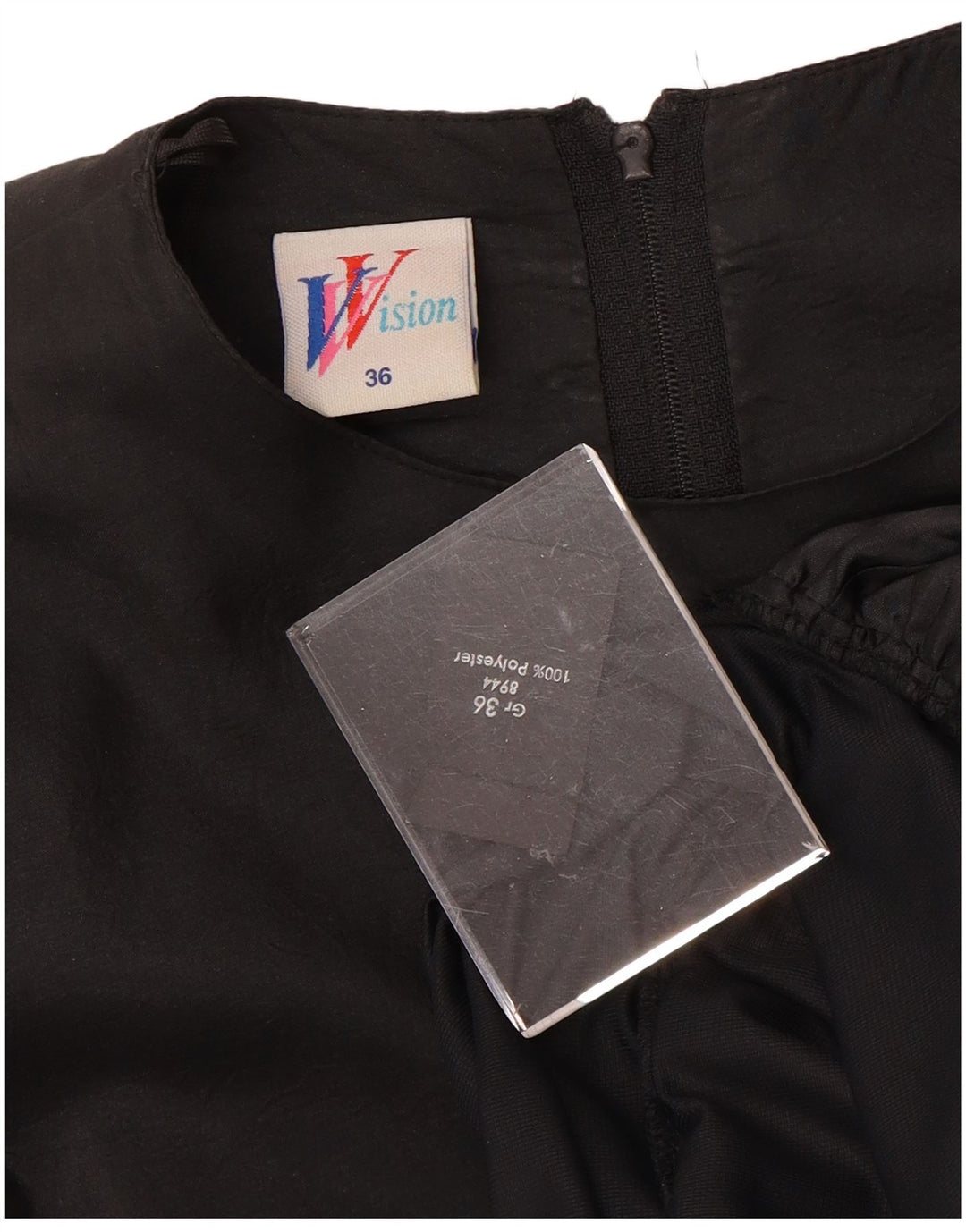 Warstwowa sukienka damska z długim rękawem VINTAGE EU 36, mała, czarna, z poliestru