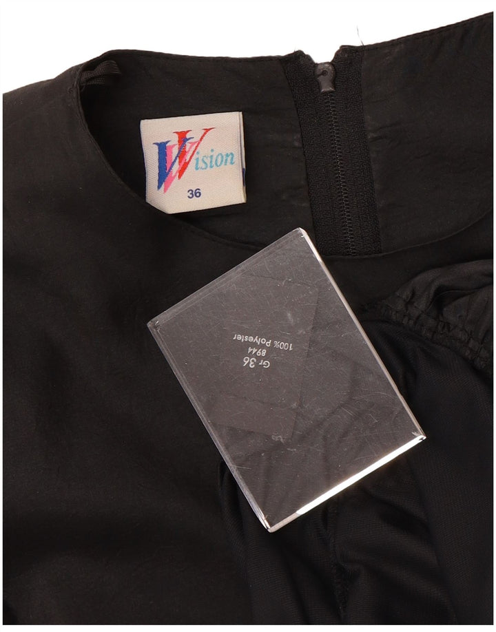 Warstwowa sukienka damska z długim rękawem VINTAGE EU 36, mała, czarna, z poliestru