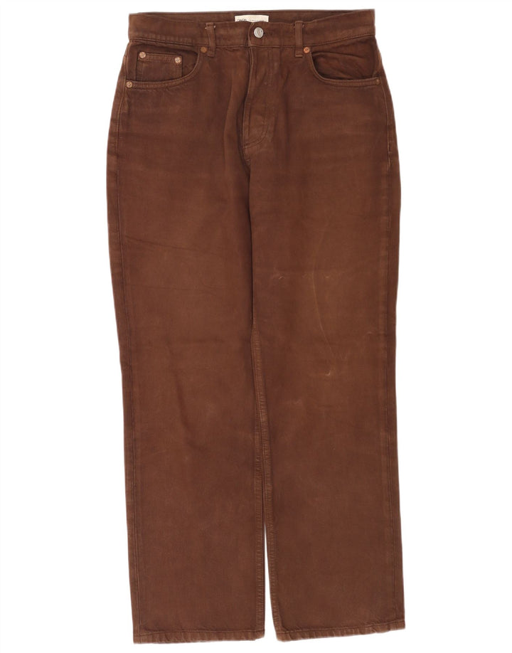 Damskie proste dżinsy Zara z wysokim stanem EU 40 Medium W30 L28 brązowe