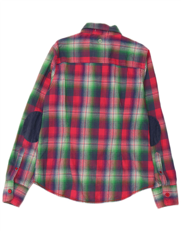 Koszula damska Superdry UK 14, duża, bawełniana w różową kratkę