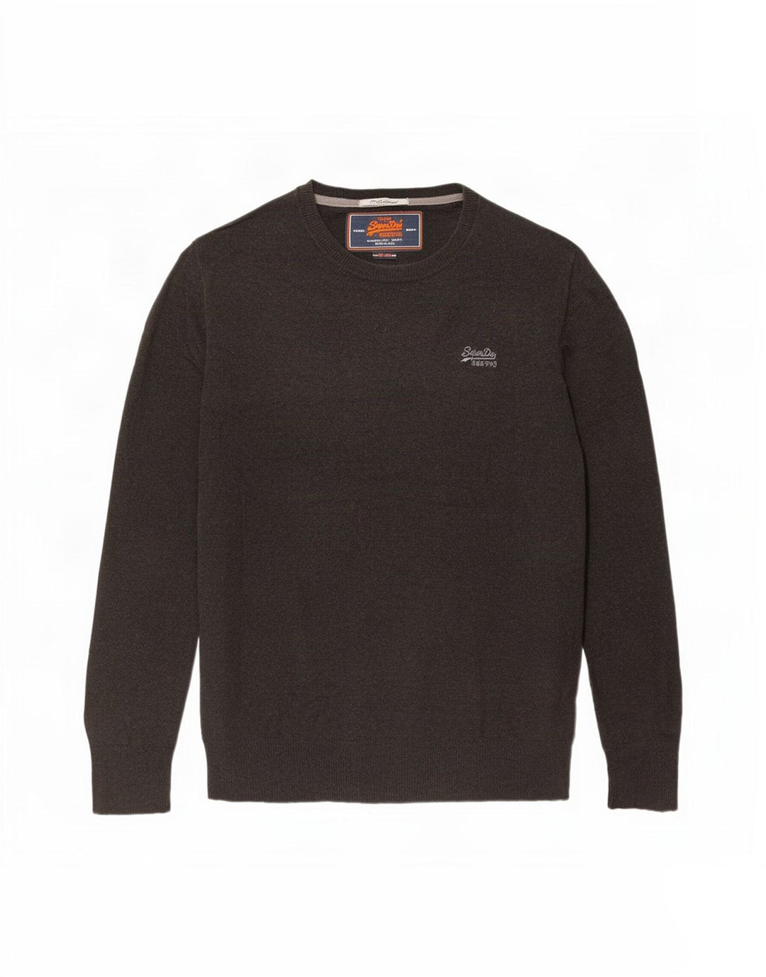 Męski sweter Superdry z okrągłym dekoltem, duży, brązowy, bawełniany