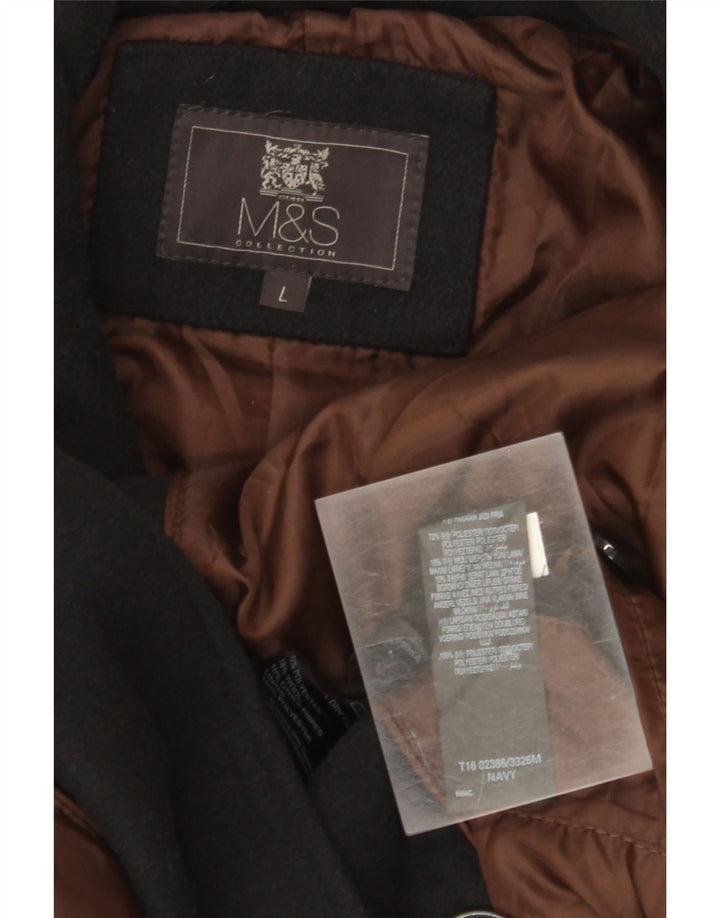 Marks & Spencer Męski płaszcz grochowy UK 40, duży, czarny, poliestrowy