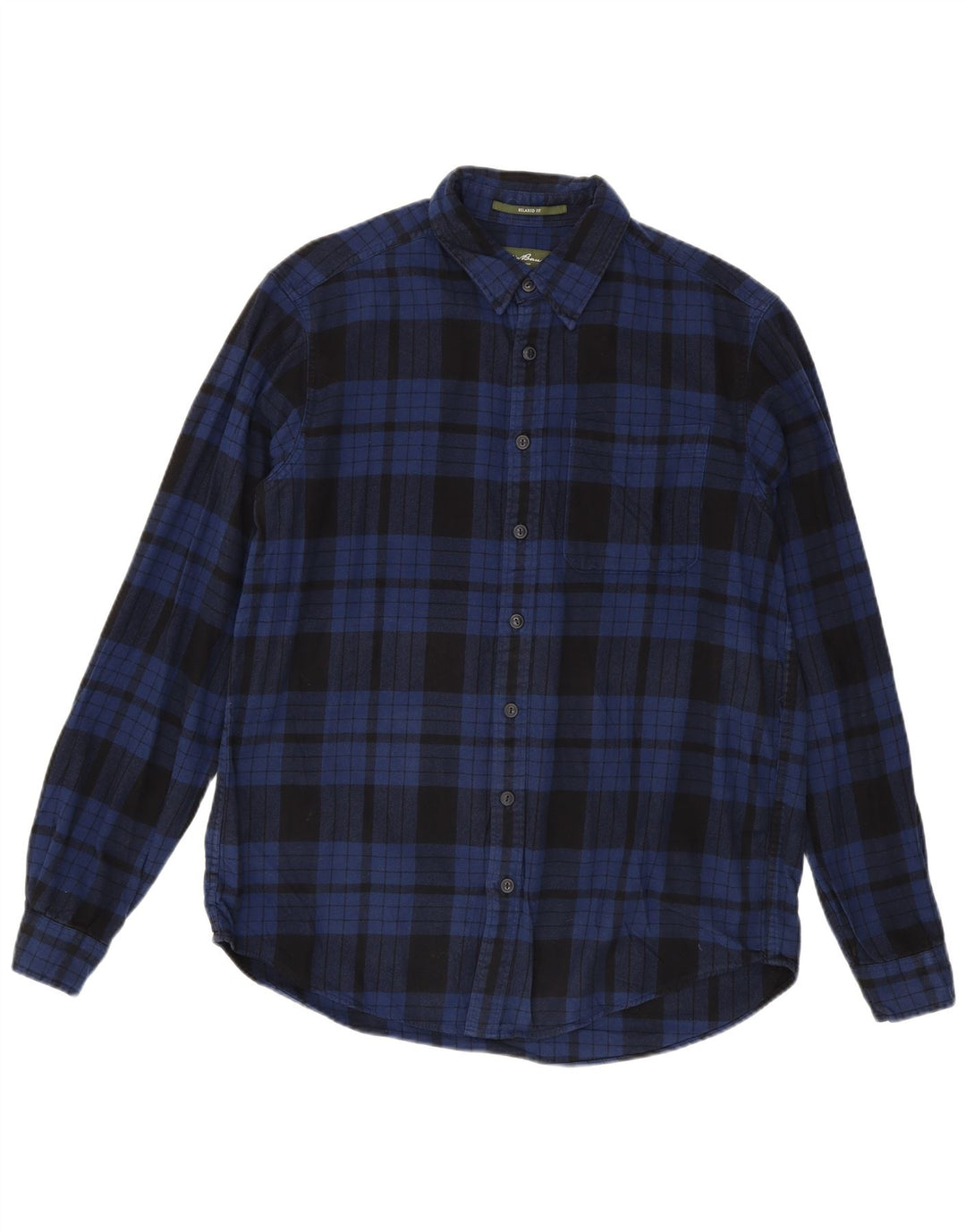 Koszula flanelowa męska Eddie Bauer o swobodnym kroju, w dużą granatową kratkę