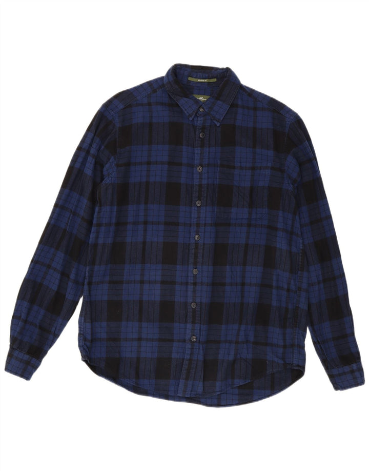Koszula flanelowa męska Eddie Bauer o swobodnym kroju, w dużą granatową kratkę