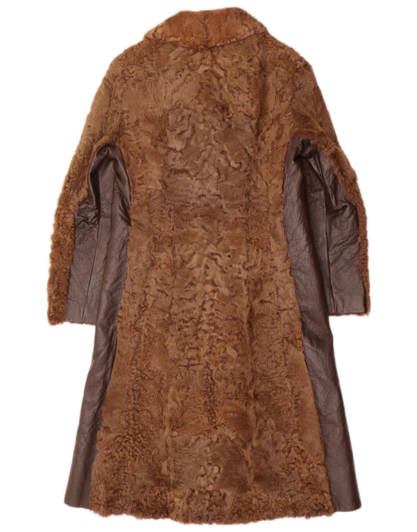 VINTAGE Damski płaszcz futrzany UK 10 Mały Brązowy