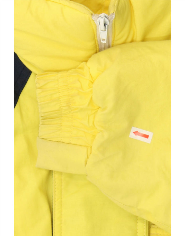 MC ROSS Womens Hooded Padded Jacket IT 42 Medium Yellow Colourblock Vintage MC Ross and Second-Hand MC Ross from Messina Hembry 