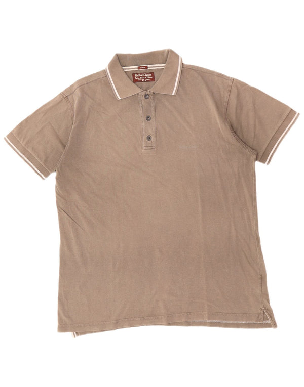 MARLBORO CLASSICS Mens Polo Shirt Large Brown Cotton
