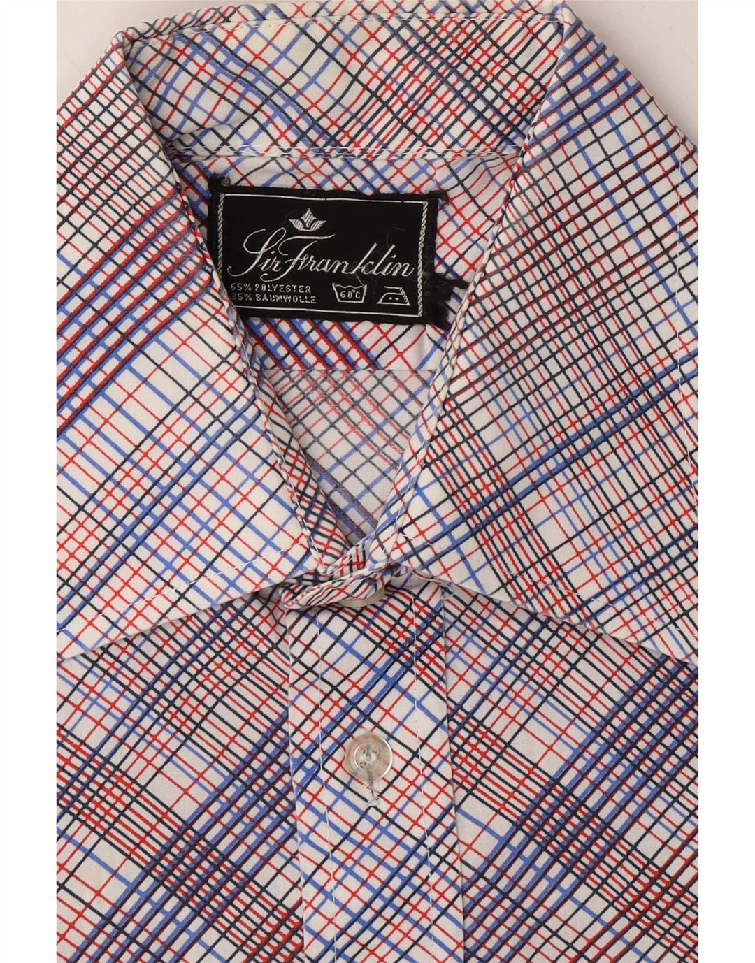 VINTAGE Mens Short Sleeve Shirt Medium Multicoloured Check Polyester Vintage Vintage and Second-Hand Vintage from Messina Hembry 