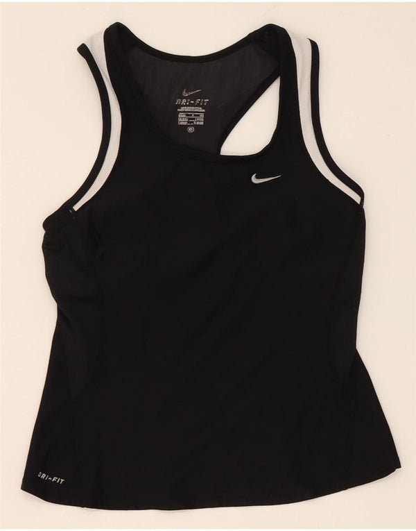 Damska kamizelka Nike Dri Fit Top UK 8/10 Mały czarny nylon z blokami kolorów