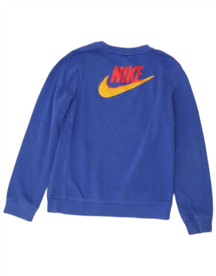 Chłopięcy sweter z grafiką Nike, 12-13 lat, duży, niebieski, bawełniany