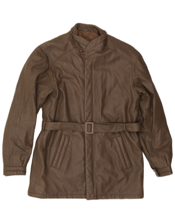 Męska kurtka skórzana VINTAGE IT 48 Średniobrązowa skóra