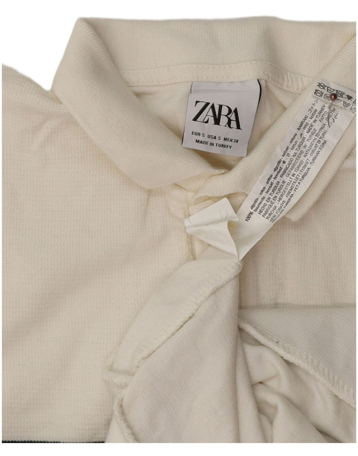 Męska koszulka polo Zara, mała, biała, bawełniana w bloki kolorów