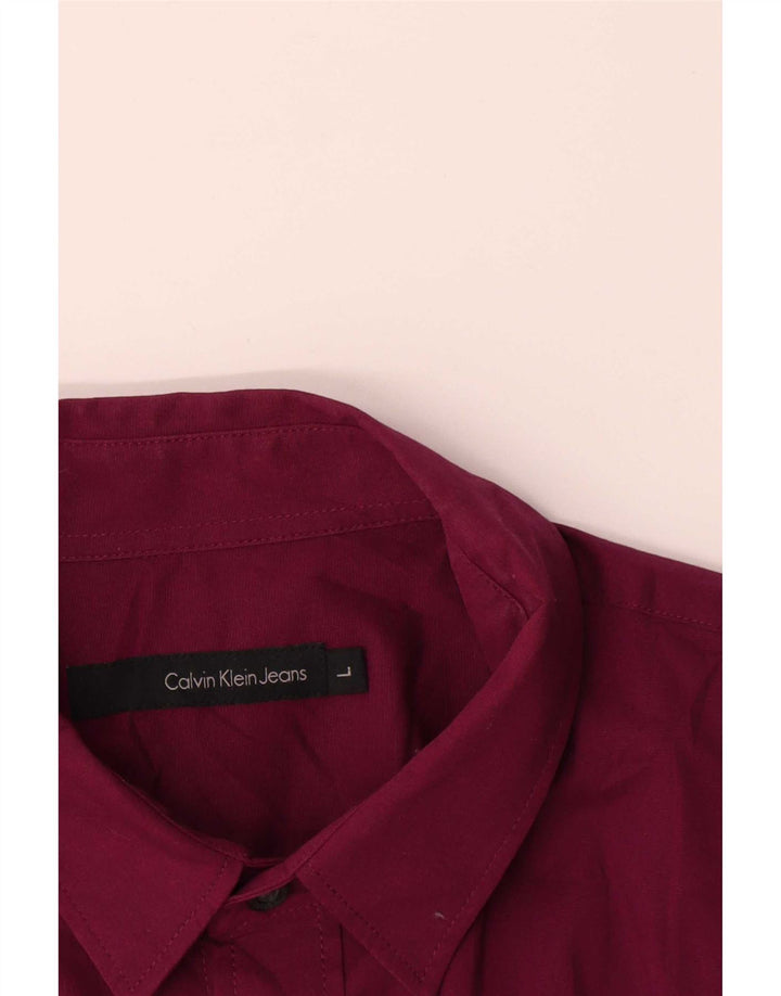 Koszula męska Calvin Klein Jeans, duża, bordowa, bawełniana