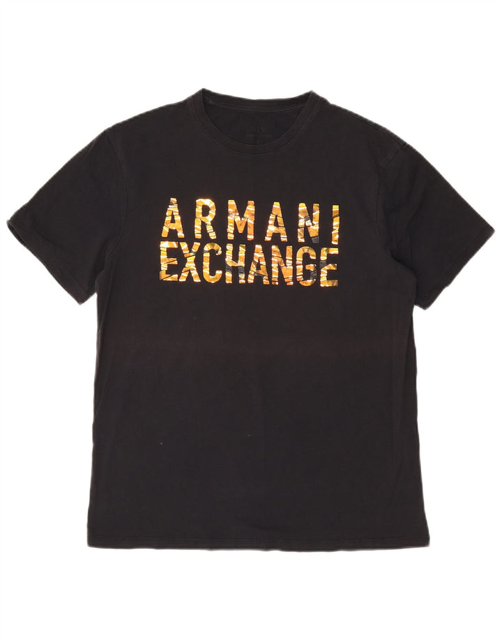 Męski T-shirt z grafiką Armani Exchange, mały, czarny