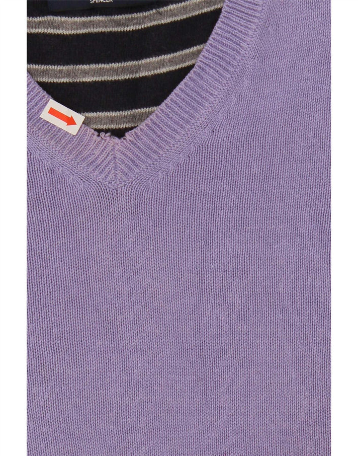 Męski sweter Marks & Spencer Blue Harbor z dekoltem w kształcie litery V, średni fiolet