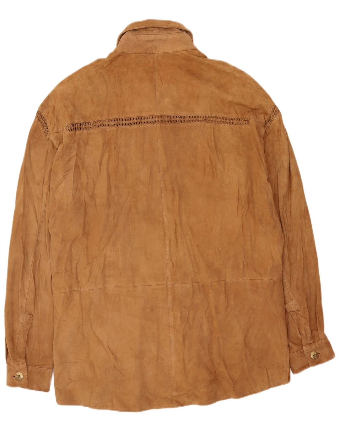 Zamszowa koszula damska w stylu vintage, UK 14, średnia beżowa skóra