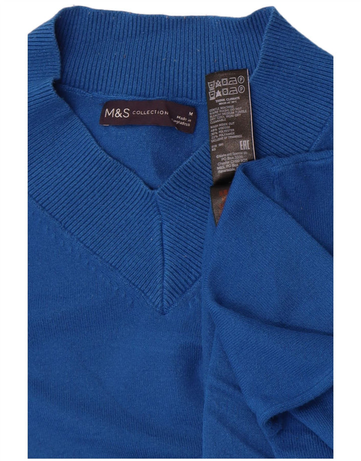 Sweter damski Marks & Spencer z dekoltem w kształcie litery V, UK 14, średni niebieski, wiskoza