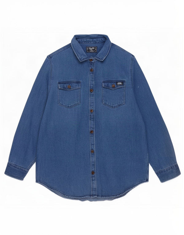 Superdry Womens Denim Shirt UK 16 Large Blue Cotton