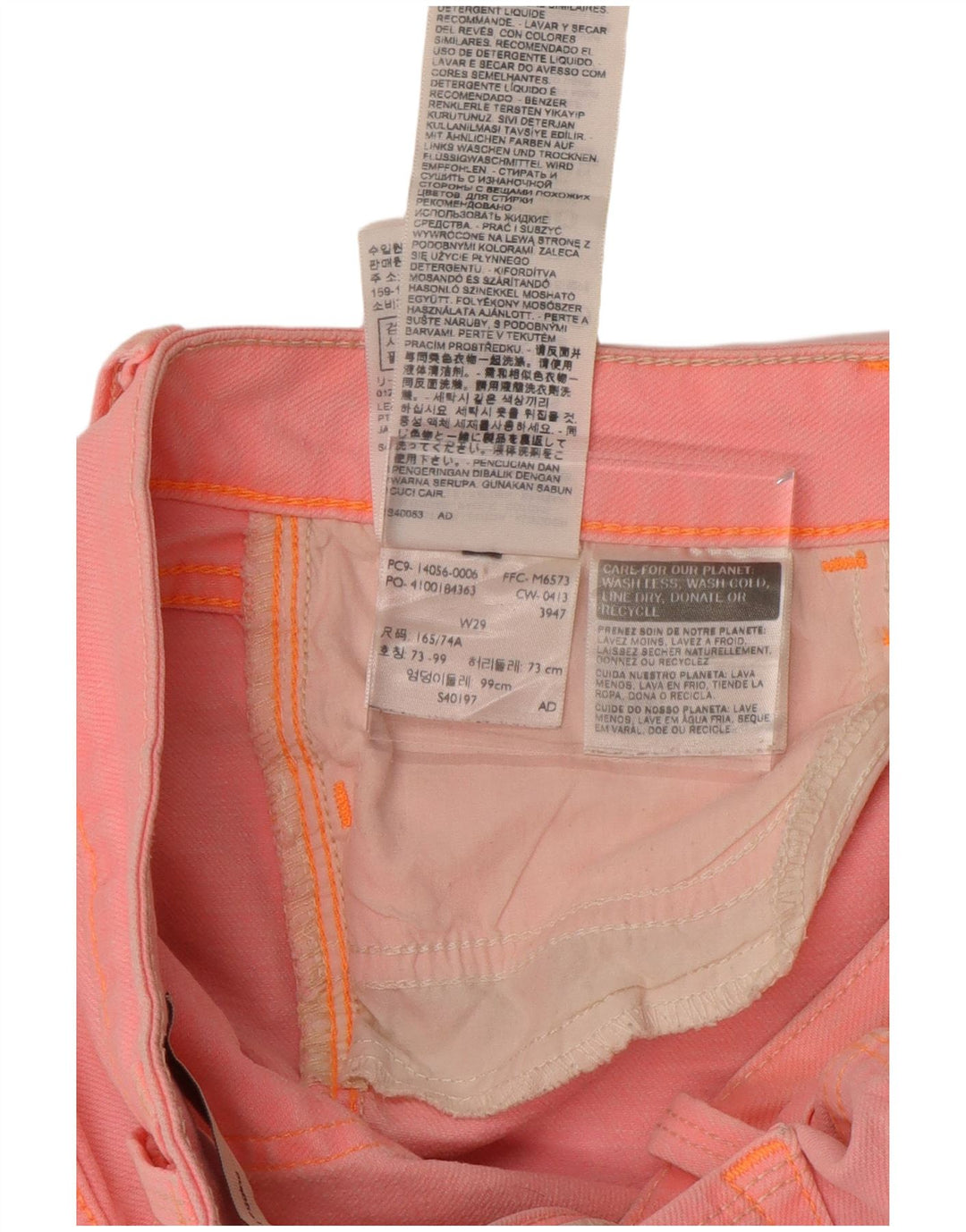 Damskie legginsy LEVI'S Skinny Jeans W29 L25 Różowa bawełna