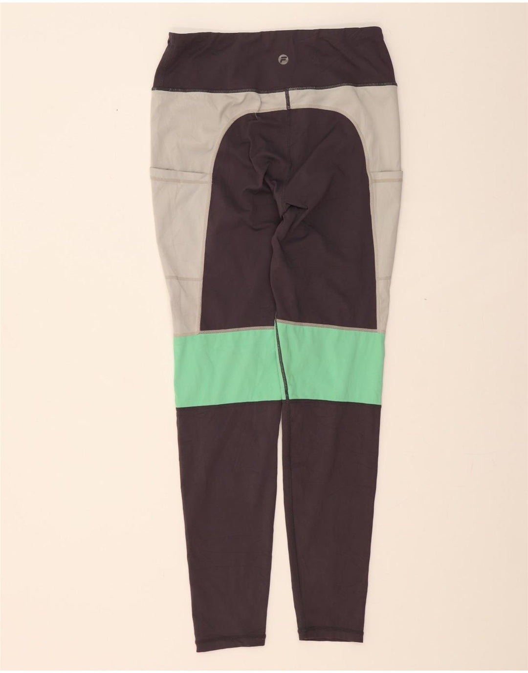 FILA Womens Leggings UK 14 Large  Black Colourblock Polyester Vintage Fila and Second-Hand Fila from Messina Hembry 