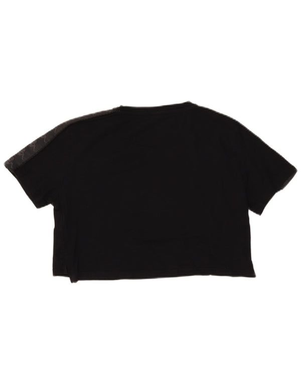 Damska koszulka Kappa Crop Oversize z grafiką Top UK 6 XS Czarna bawełna