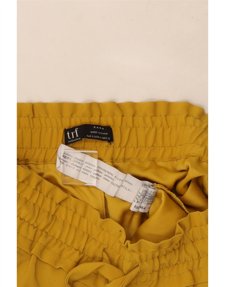 Damskie zwężane spodnie ZARA, małe, W26 L25, żółty poliester
