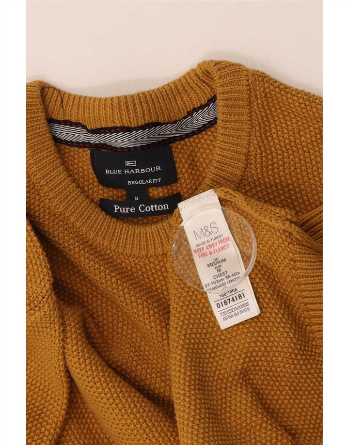 Męski sweter Marks & Spencer Blue Harbor z okrągłym dekoltem, średniożółty