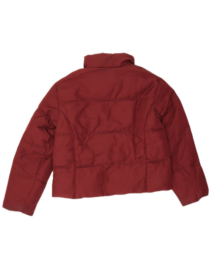 Topshop damska, krótka, oversize'owa ocieplana kurtka UK 6 XS, bordowy poliester