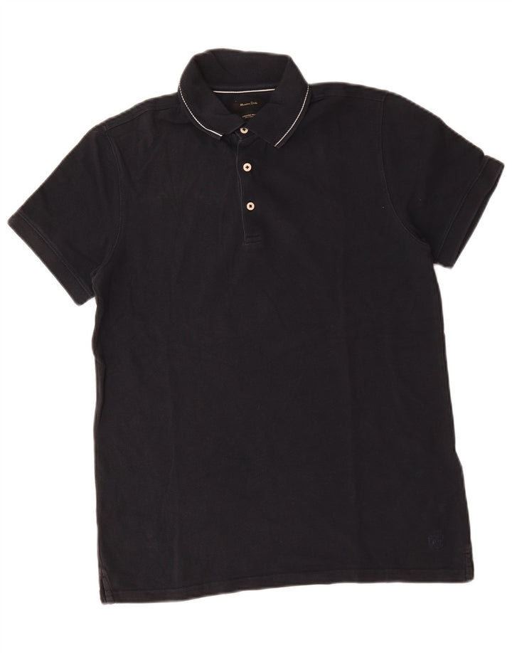 Męska koszulka polo Massimo Dutti, średnia, granatowa, bawełniana