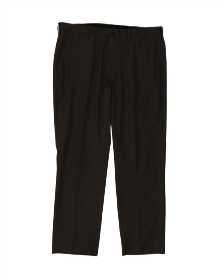 Marks & Spencer Męskie proste spodnie garniturowe o regularnym kroju W38 L30 szare