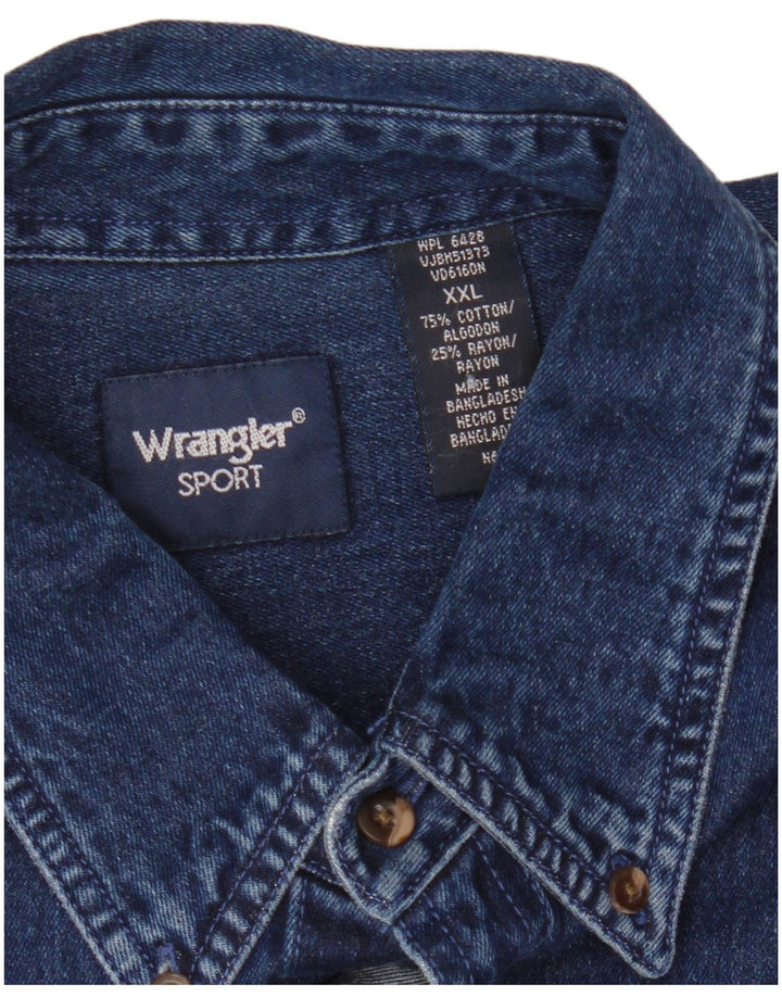 Męska koszula dżinsowa Wrangler 2XL, granatowa, bawełniana