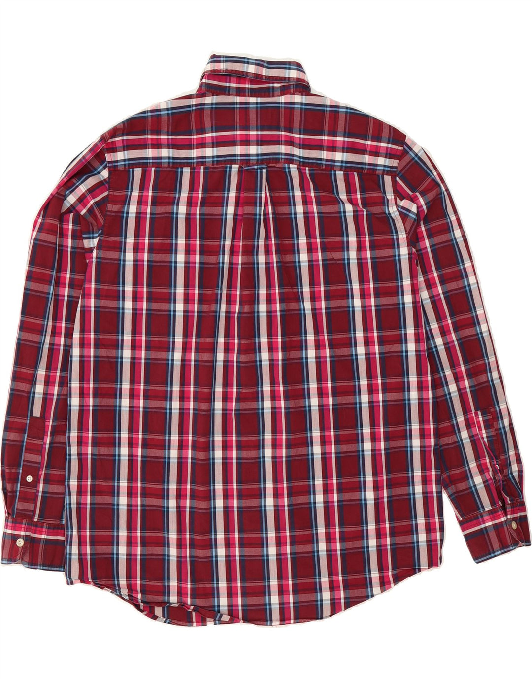CHAPS Mens Easy Care Shirt Large Burgundy Check Cotton Vintage Chaps and Second-Hand Chaps from Messina Hembry 