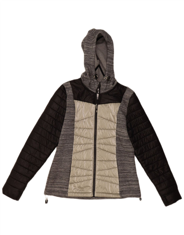 Damska wyściełana kurtka z kapturem Superdry UK 12, nylon w kolorze średnioszarym