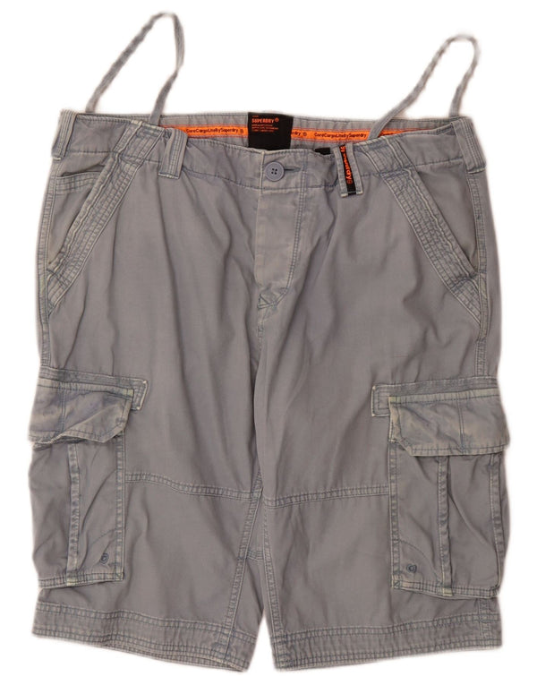 Superdry Mens Cargo Shorts W36 Large Blue Cotton